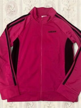 adidas Hot Pink Full-Zip Jacket with Black Stripes
